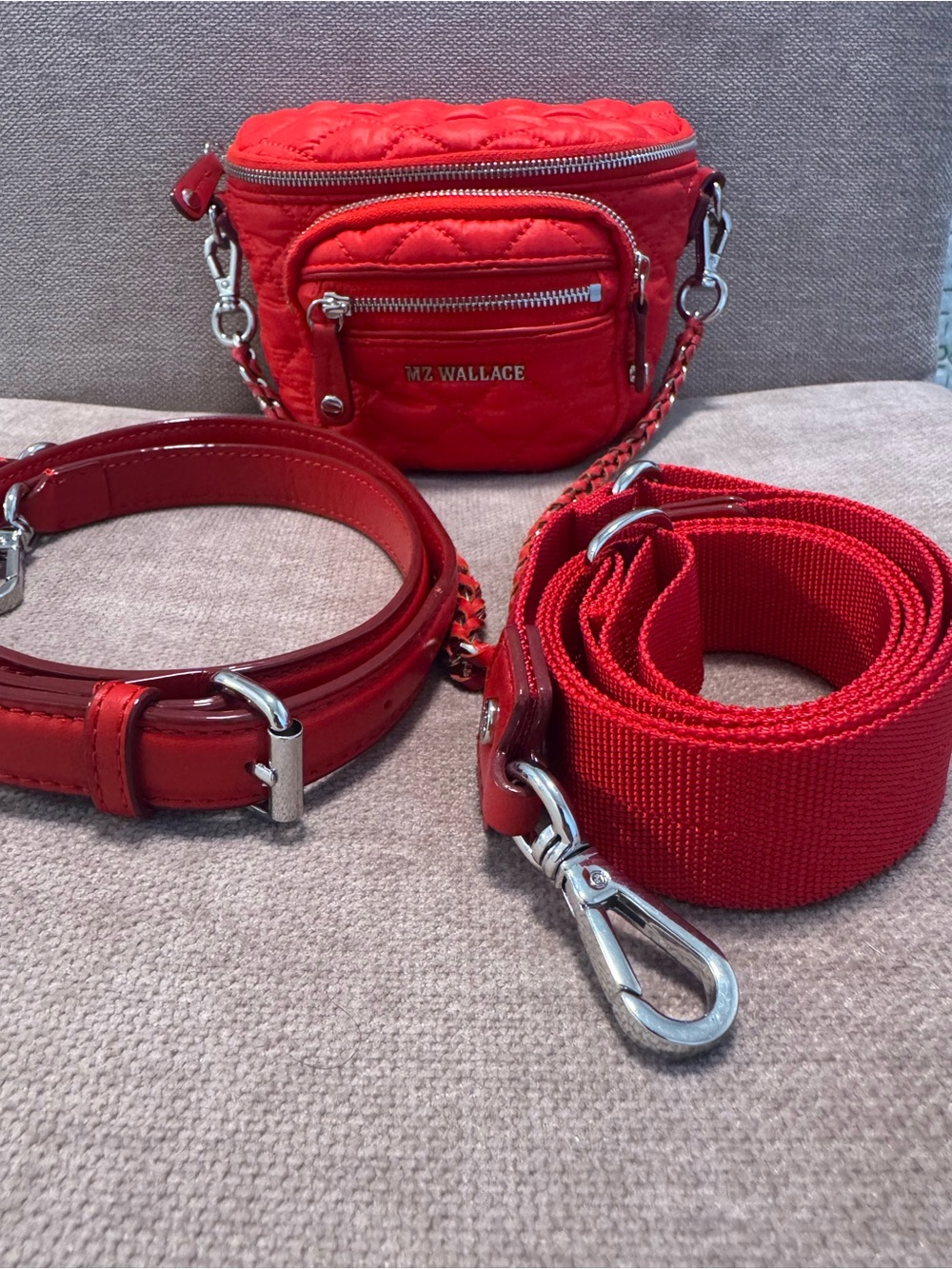 MZ Wallace Bright Cherry Micro Crosby Sling - Picture 2 of 11